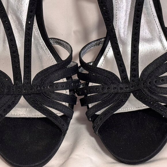 Touch of Nina Heels Strappy Black Rhinestone 9 1/2 M NEW WITHOUT BOX - Picture 7 of 8